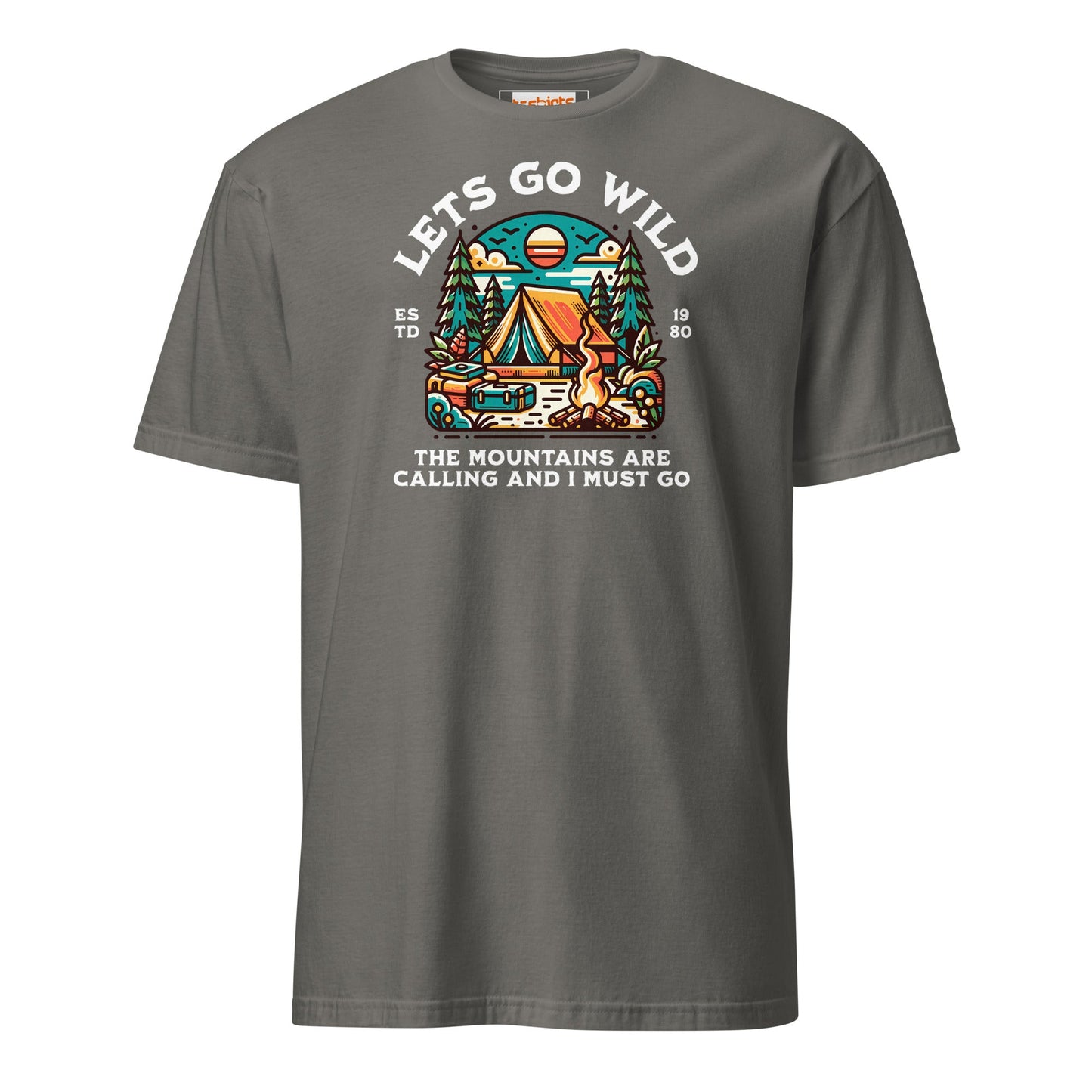 Let's Go Wild T-Shirt - Outdoor Mountain Tee - Charcoal - T-Shirts Online