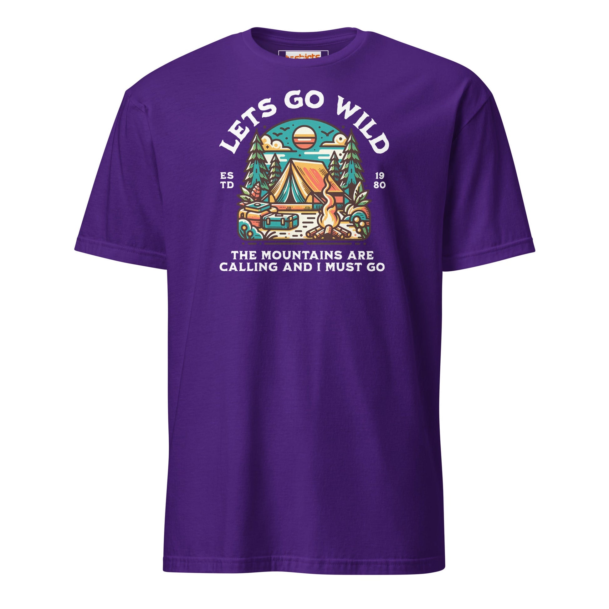 Let's Go Wild T-Shirt - Outdoor Mountain Tee - Purple - T-Shirts Online
