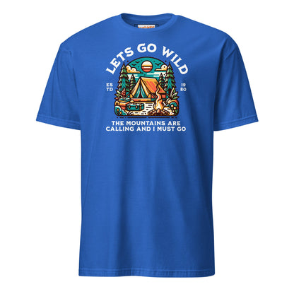 Let's Go Wild T-Shirt - Outdoor Mountain Tee - Royal - T-Shirts Online