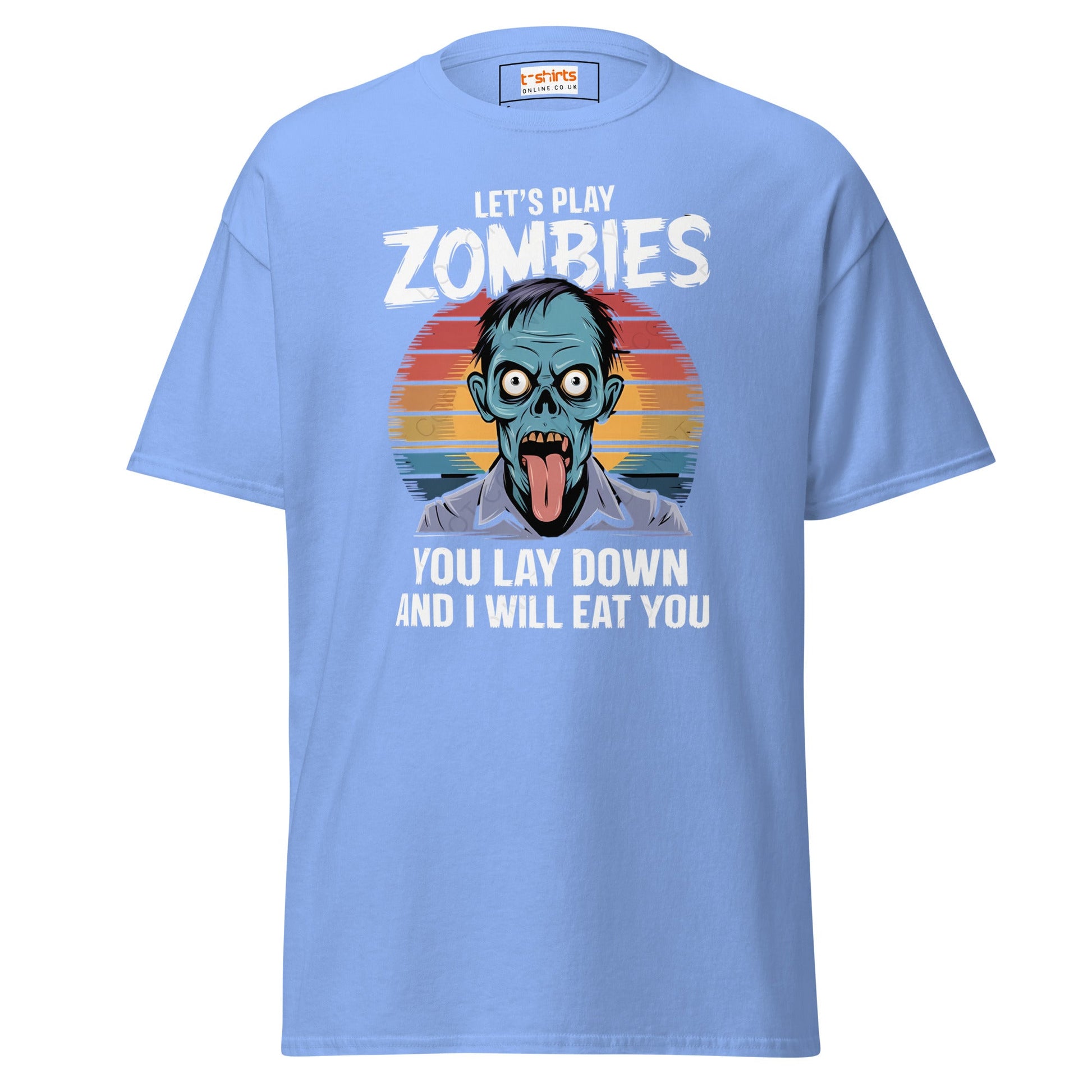 Lets Play Zombies T-Shirt | Zombie Tee - Carolina Blue - T-Shirts Online
