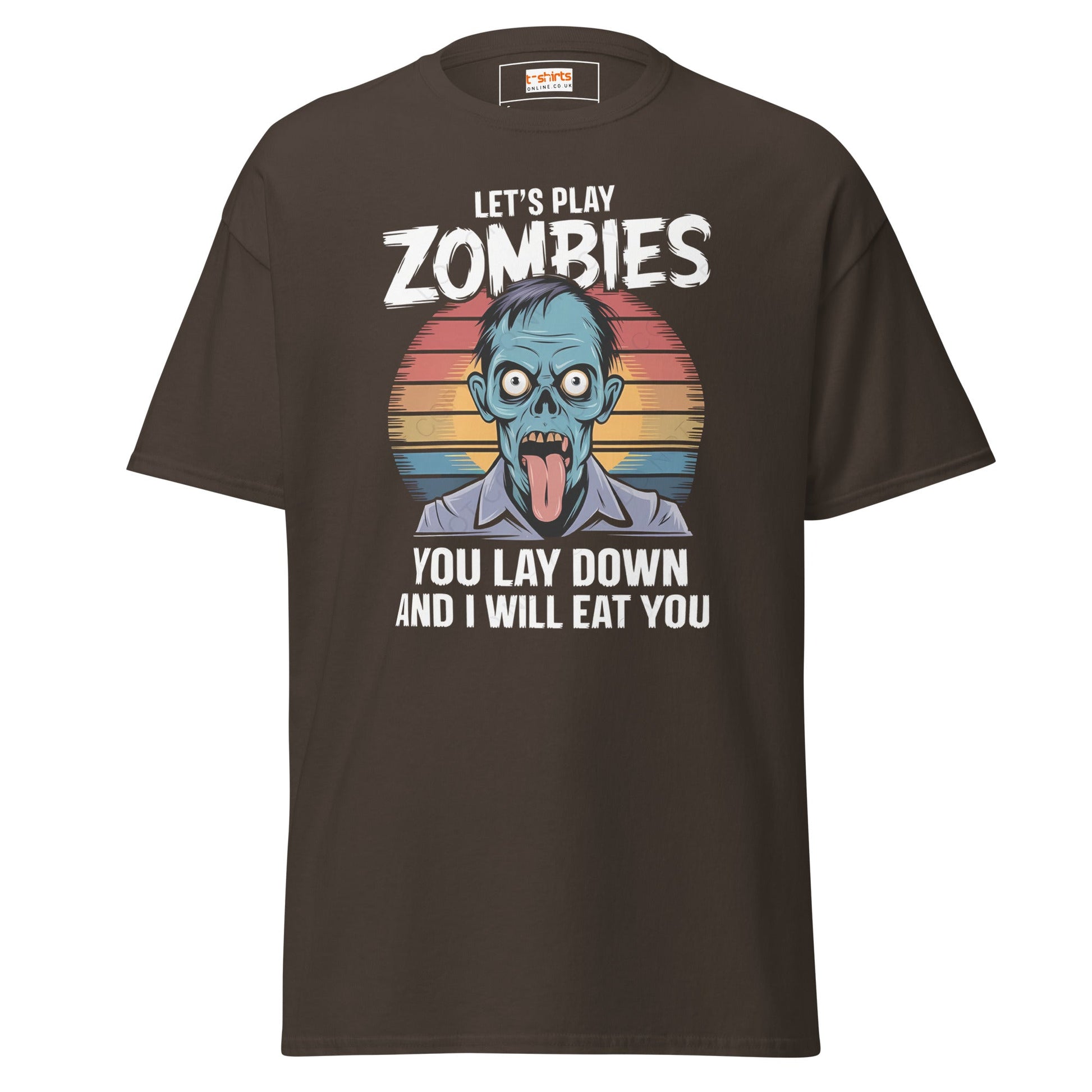 Lets Play Zombies T-Shirt | Zombie Tee - Dark Chocolate - T-Shirts Online