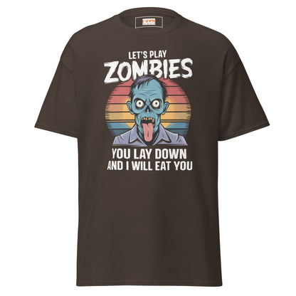 Lets Play Zombies T-Shirt | Zombie Tee - Dark Chocolate - T-Shirts Online