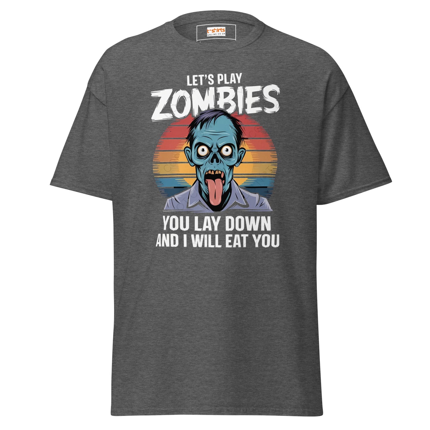 Lets Play Zombies T-Shirt | Zombie Tee - Dark Heather - T-Shirts Online