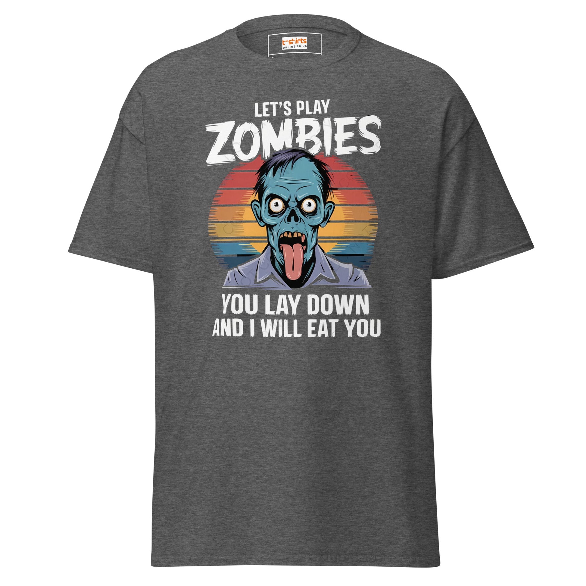 Lets Play Zombies T-Shirt | Zombie Tee - Dark Heather - T-Shirts Online
