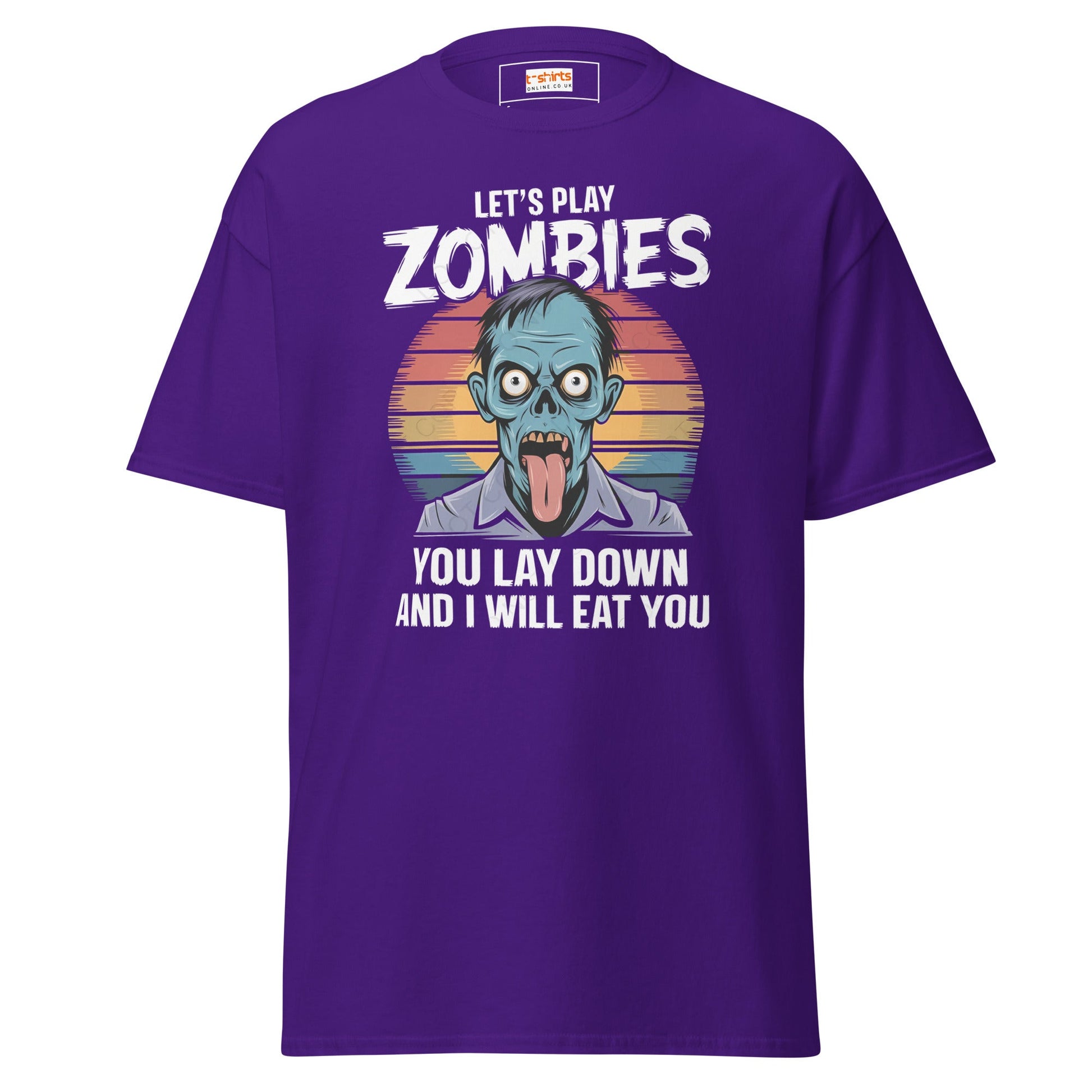 Lets Play Zombies T-Shirt | Zombie Tee - Purple - T-Shirts Online