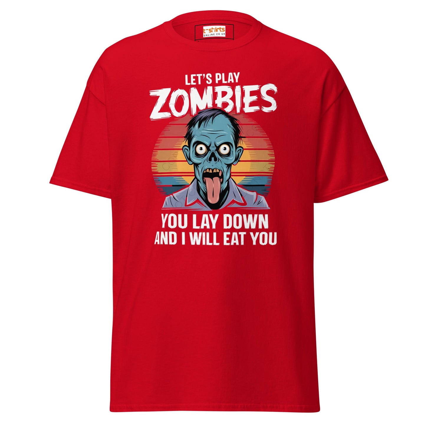 Lets Play Zombies T-Shirt | Zombie Tee - Red - T-Shirts Online