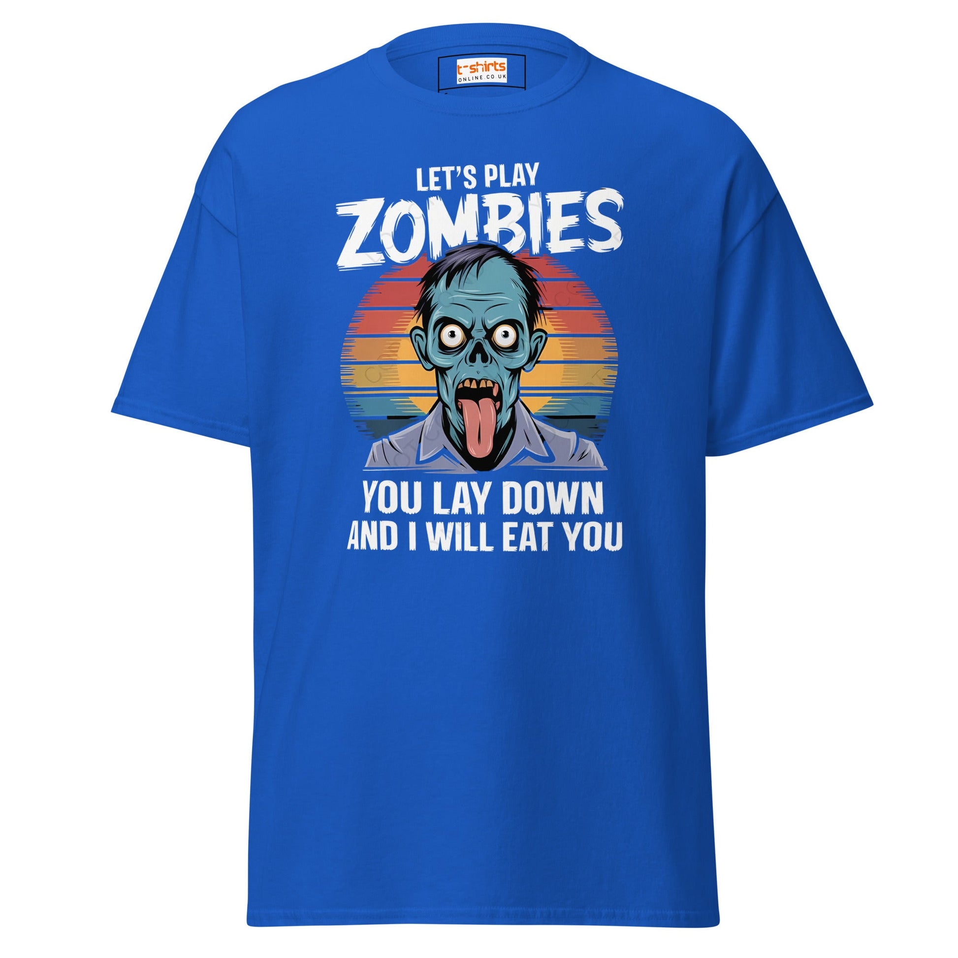 Lets Play Zombies T-Shirt | Zombie Tee - Royal - T-Shirts Online