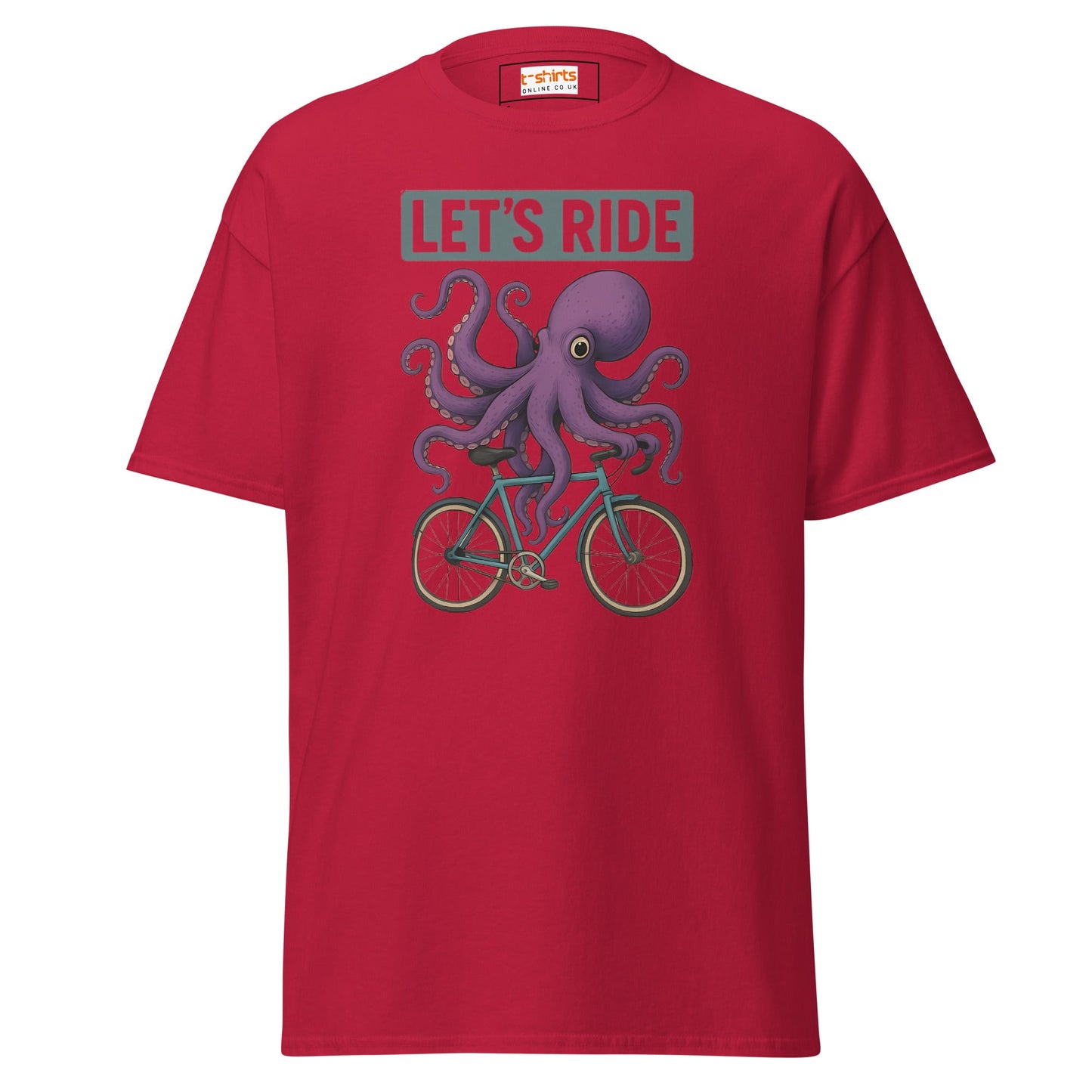 Let’s Ride Octopus T-Shirt – Funny Cycling Tee - Cardinal - T-Shirts Online