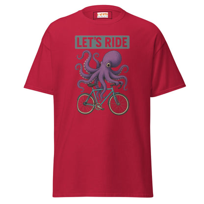 Let’s Ride Octopus T-Shirt – Funny Cycling Tee - Cardinal - T-Shirts Online