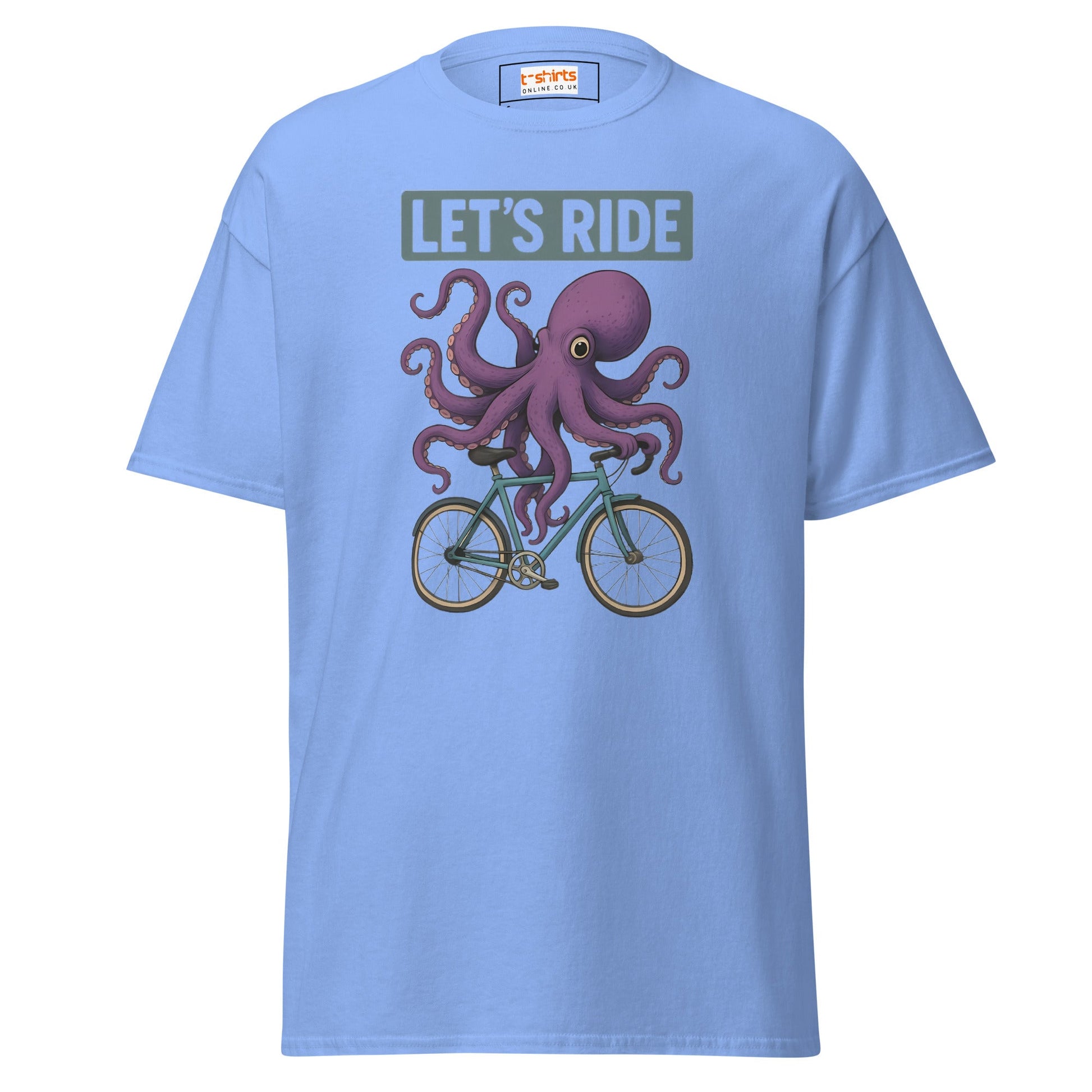 Let’s Ride Octopus T-Shirt – Funny Cycling Tee - Carolina Blue - T-Shirts Online