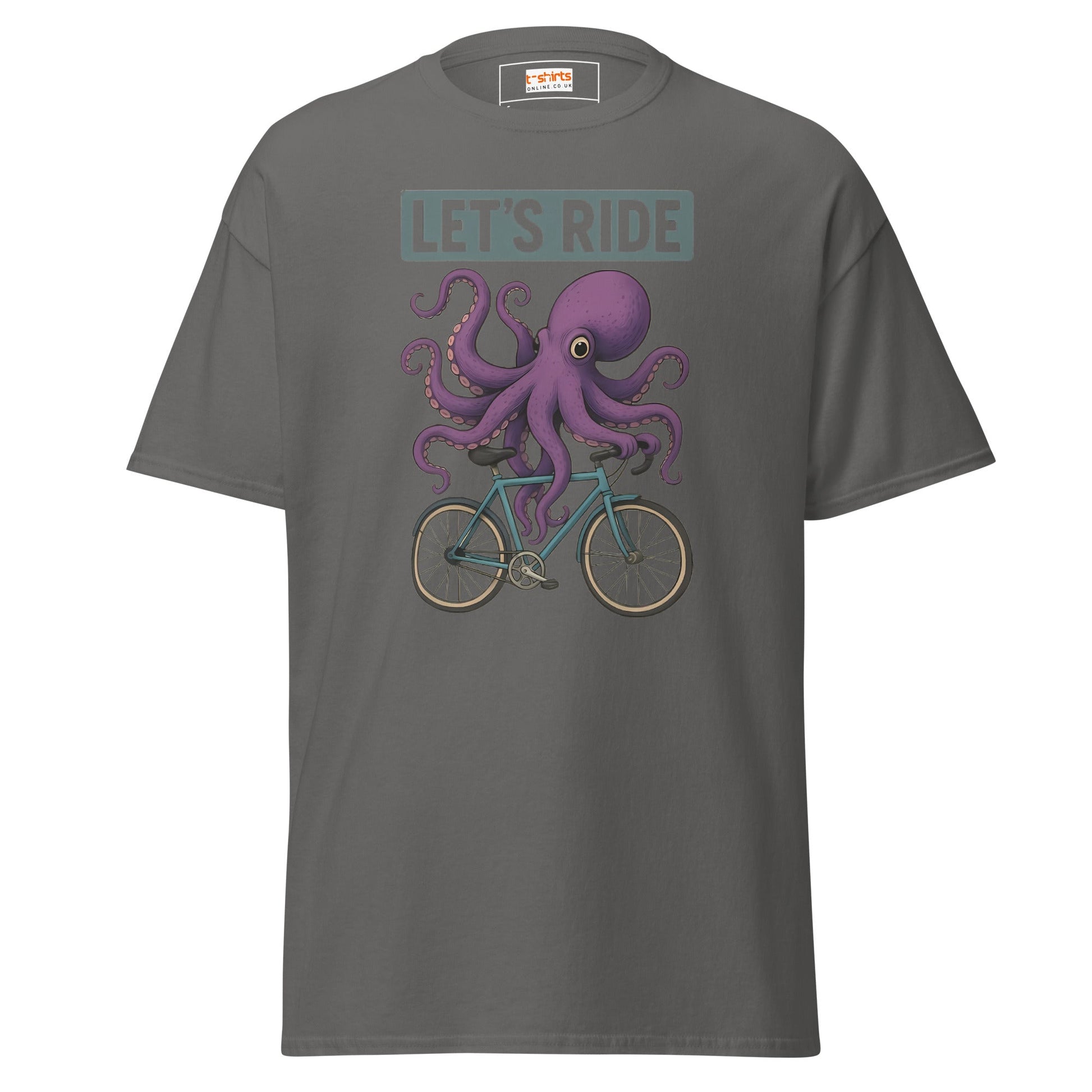 Let’s Ride Octopus T-Shirt – Funny Cycling Tee - Charcoal - T-Shirts Online