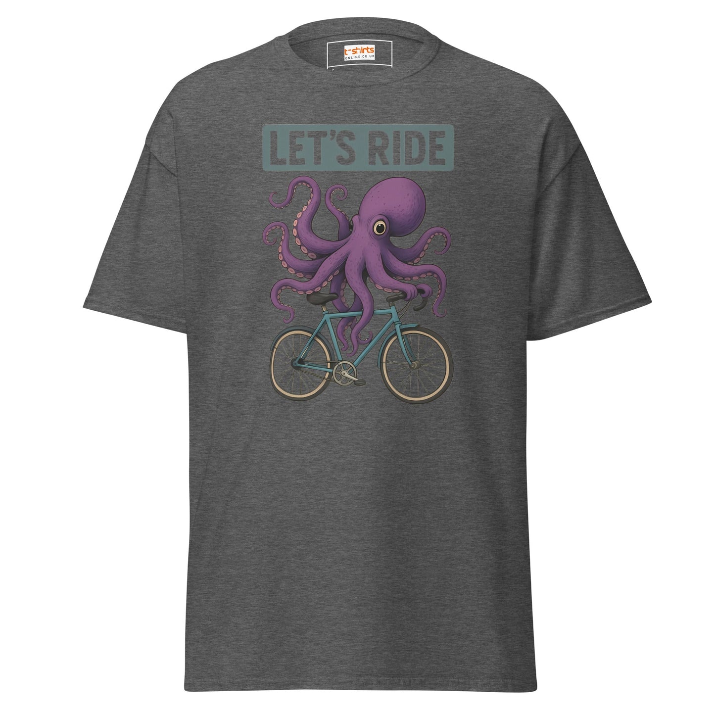 Let’s Ride Octopus T-Shirt – Funny Cycling Tee - Dark Heather - T-Shirts Online