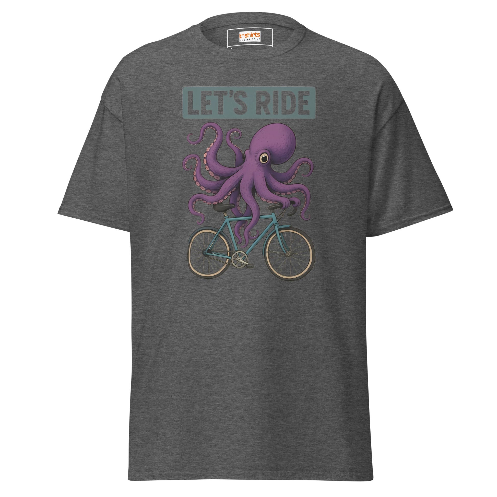 Let’s Ride Octopus T-Shirt – Funny Cycling Tee - Dark Heather - T-Shirts Online