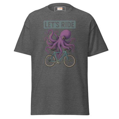 Let’s Ride Octopus T-Shirt – Funny Cycling Tee - Dark Heather - T-Shirts Online