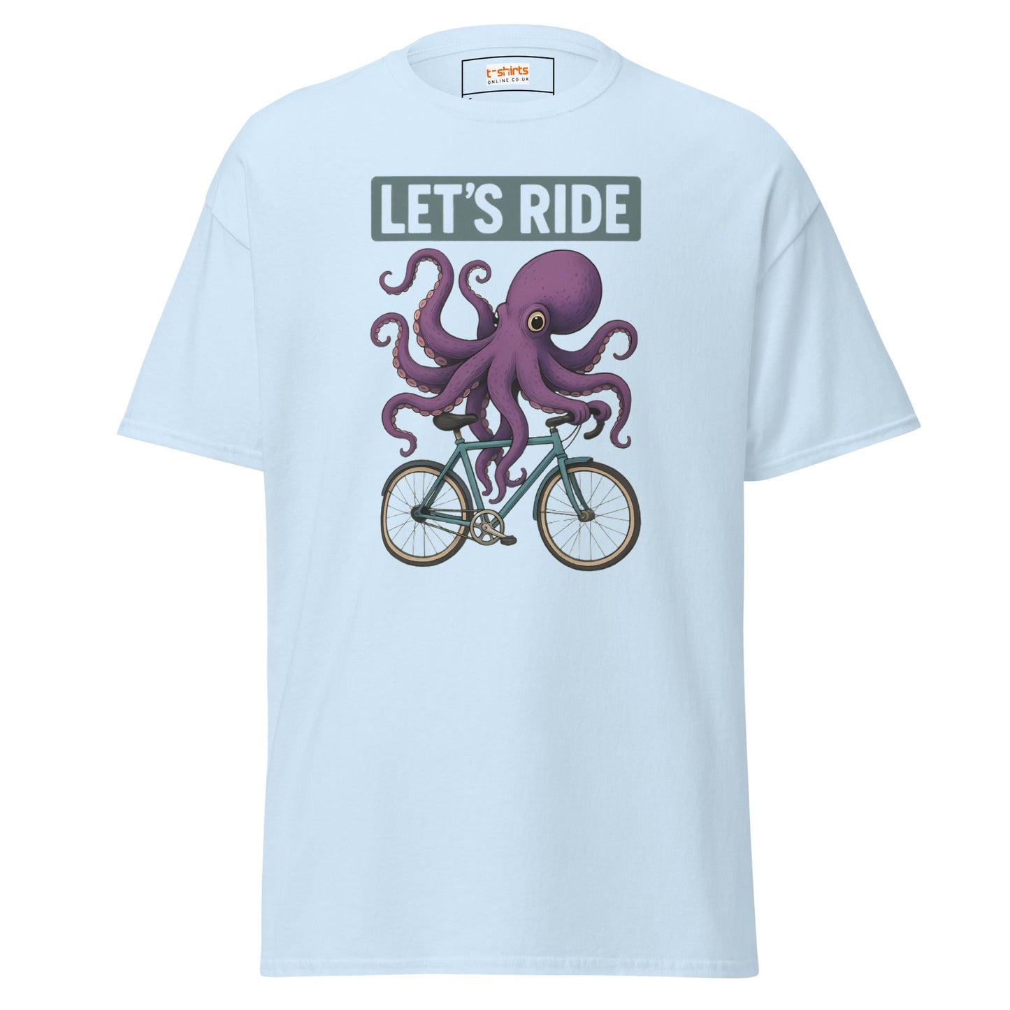 Let’s Ride Octopus T-Shirt – Funny Cycling Tee - Light Blue - T-Shirts Online