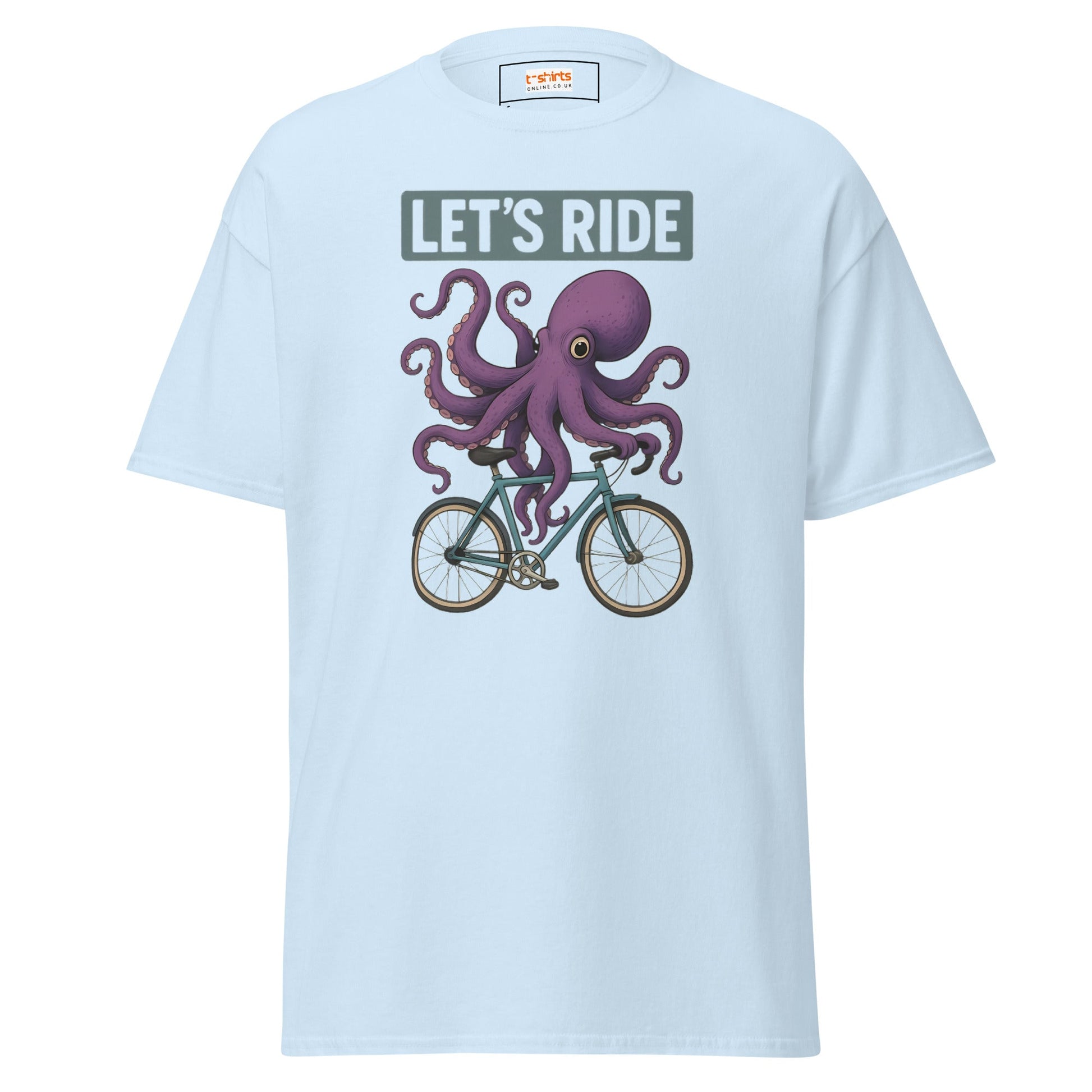 Let’s Ride Octopus T-Shirt – Funny Cycling Tee - Light Blue - T-Shirts Online