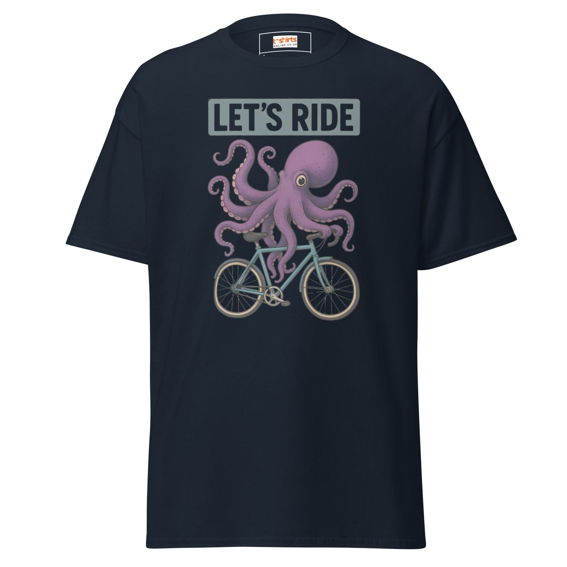Let’s Ride Octopus T-Shirt – Funny Cycling Tee - Navy - T-Shirts Online