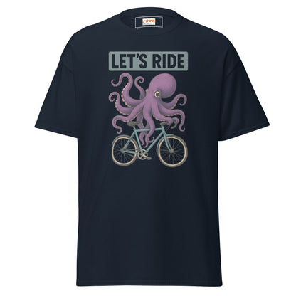 Let’s Ride Octopus T-Shirt – Funny Cycling Tee - Navy - T-Shirts Online