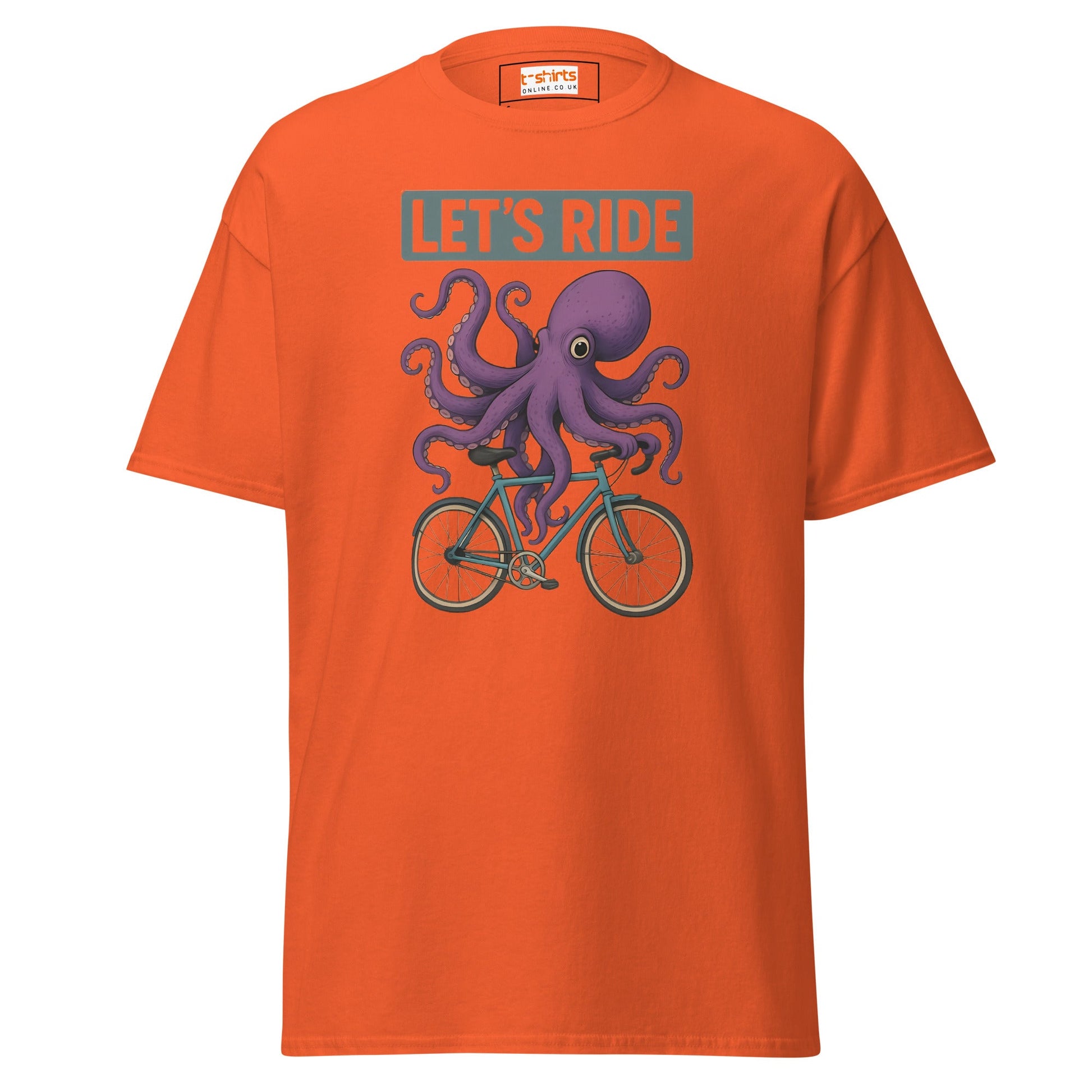 Let’s Ride Octopus T-Shirt – Funny Cycling Tee - Orange - T-Shirts Online