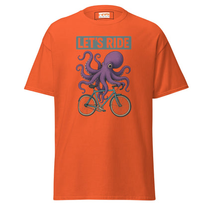 Let’s Ride Octopus T-Shirt – Funny Cycling Tee - Orange - T-Shirts Online