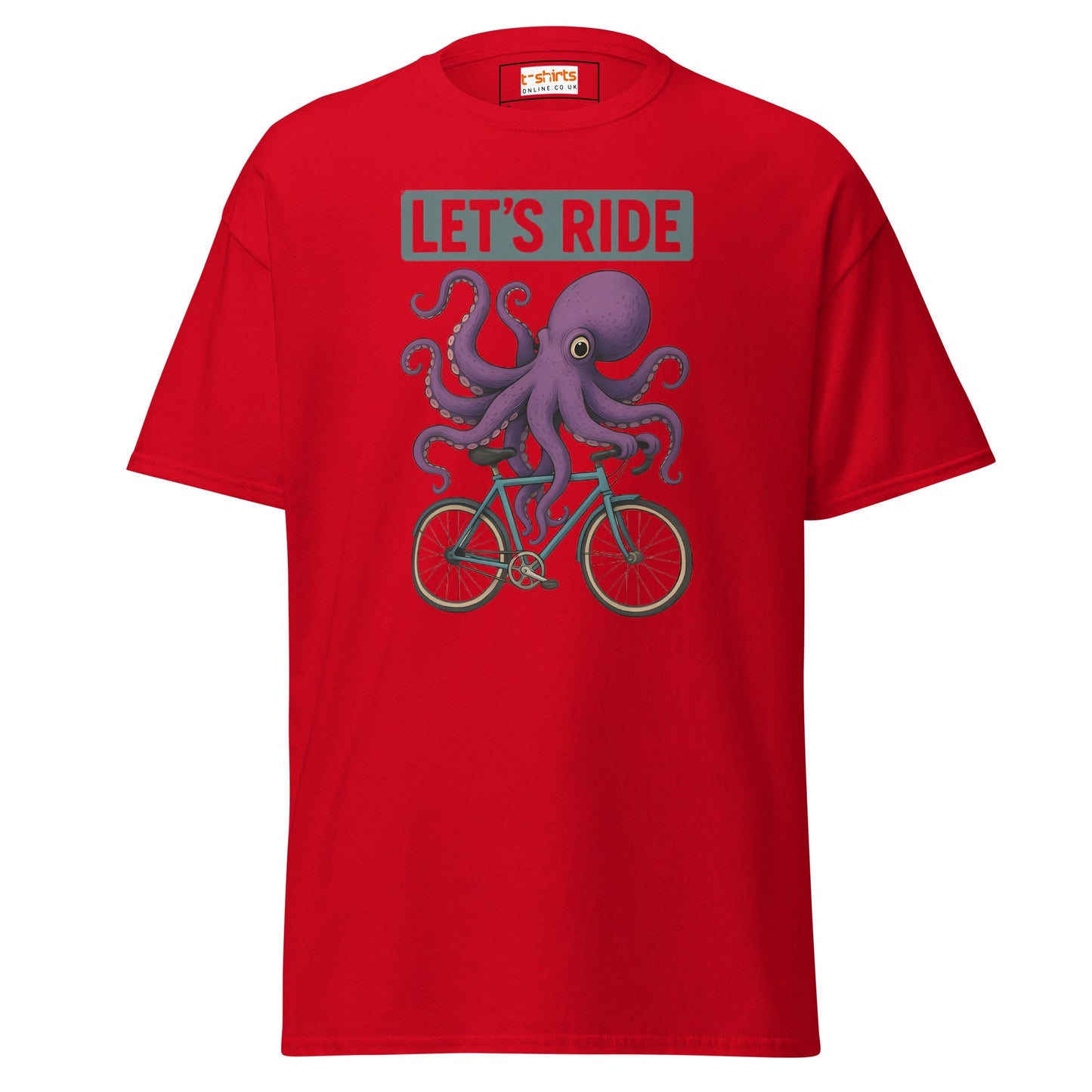 Let’s Ride Octopus T-Shirt – Funny Cycling Tee - Red - T-Shirts Online