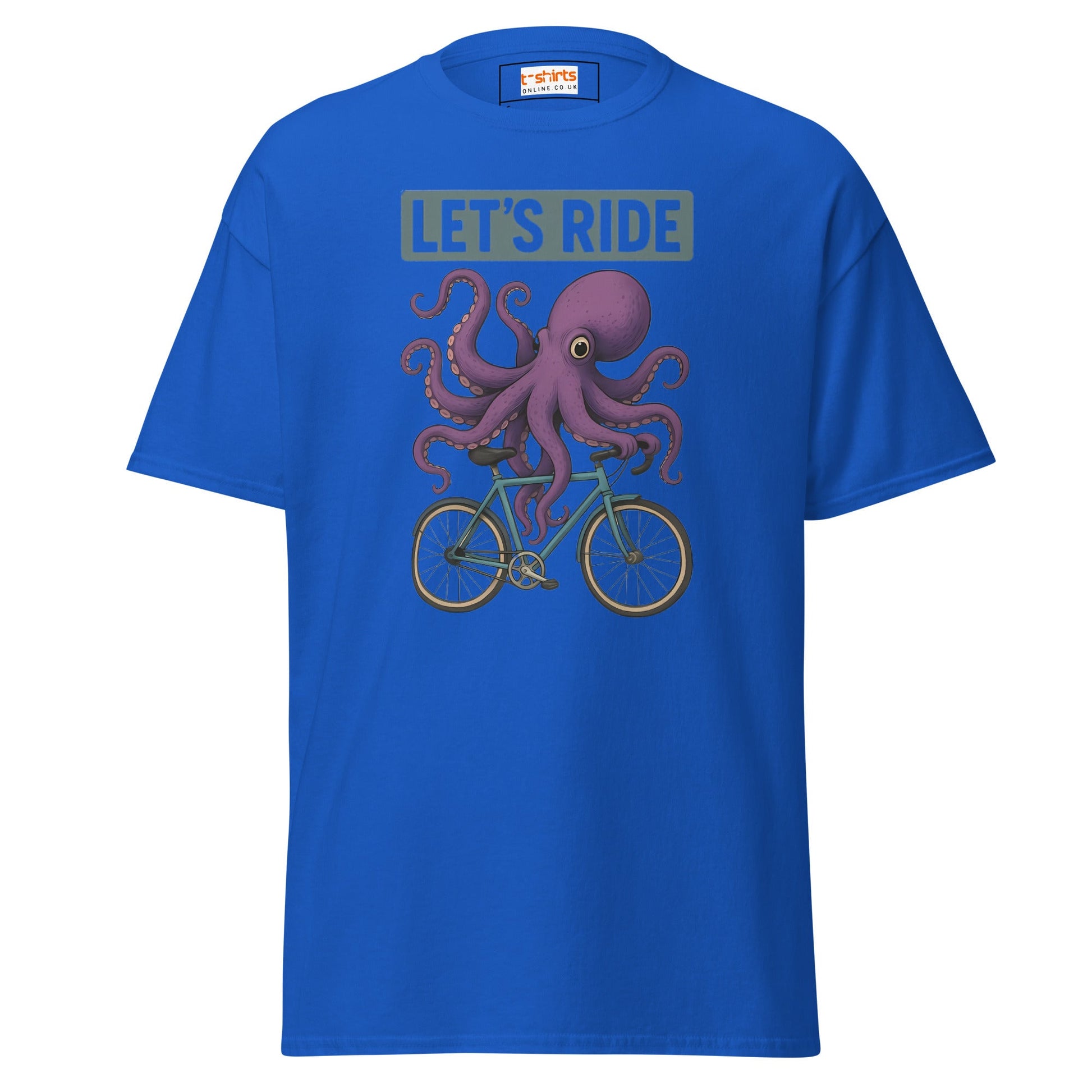 Let’s Ride Octopus T-Shirt – Funny Cycling Tee - Royal - T-Shirts Online