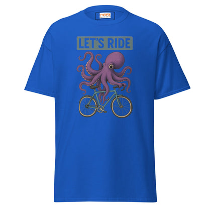 Let’s Ride Octopus T-Shirt – Funny Cycling Tee - Royal - T-Shirts Online