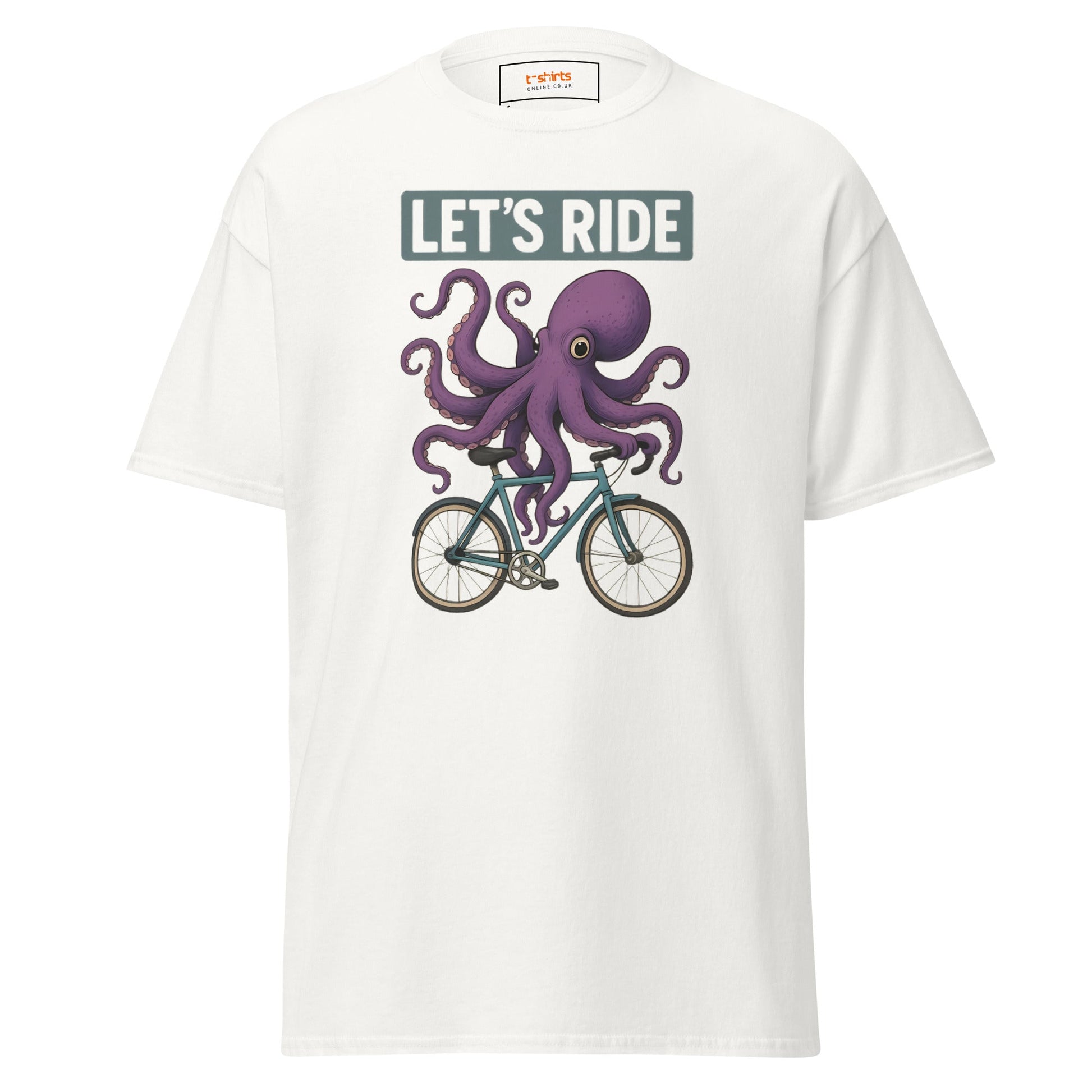 Let’s Ride Octopus T-Shirt – Funny Cycling Tee - White - T-Shirts Online