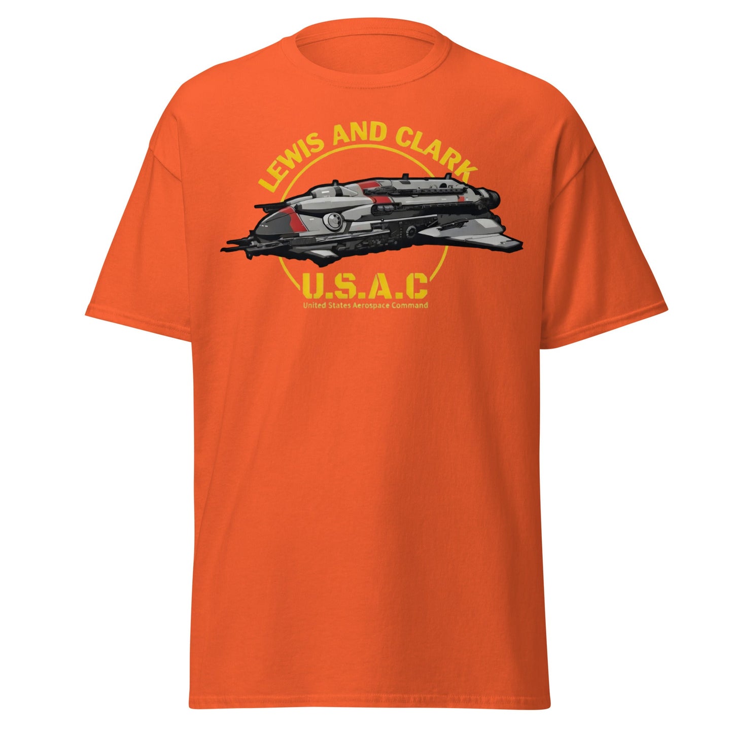 Lewis and Clark U.S.A.C. Starship Sci - Fi T-Shirt - Orange - T-Shirts Online