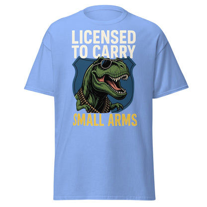 Licensed to Carry Small Arms T-Shirt | Funny T - Rex Tee - Carolina Blue - T-Shirts Online