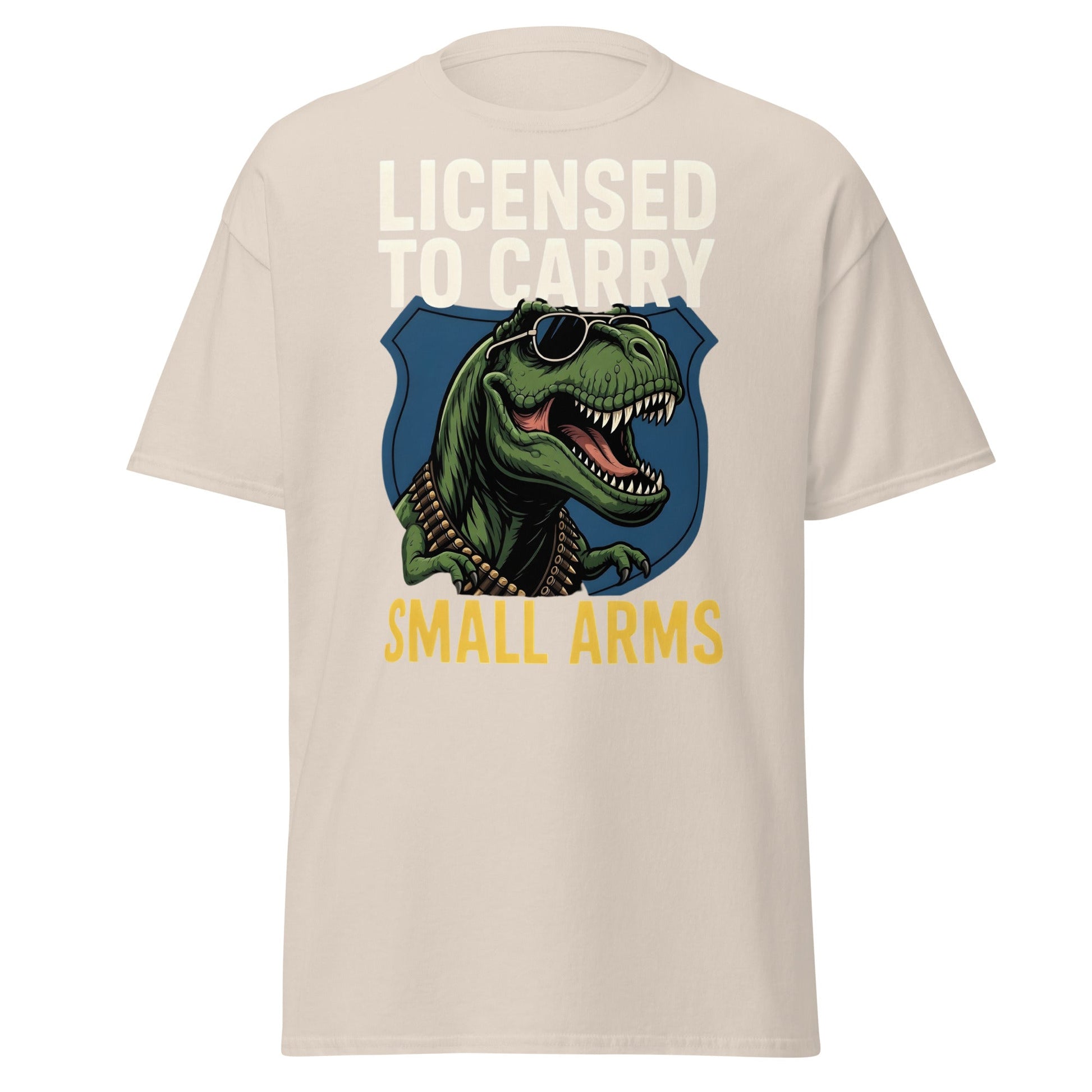 Licensed to Carry Small Arms T-Shirt | Funny T - Rex Tee - Natural - T-Shirts Online