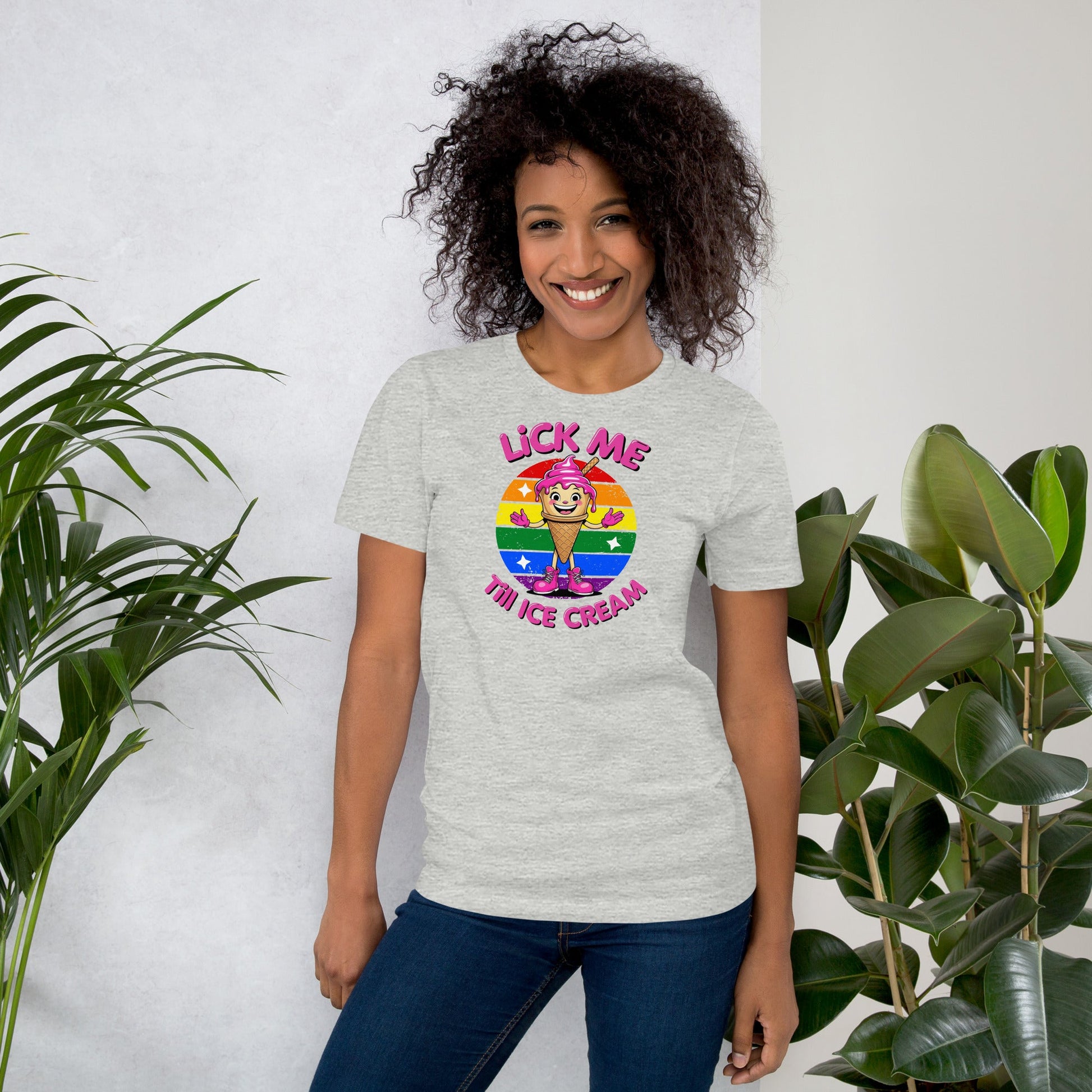Lick Me Till Ice Cream T-Shirt | Funny Summer Tee - Athletic Heather - T-Shirts Online