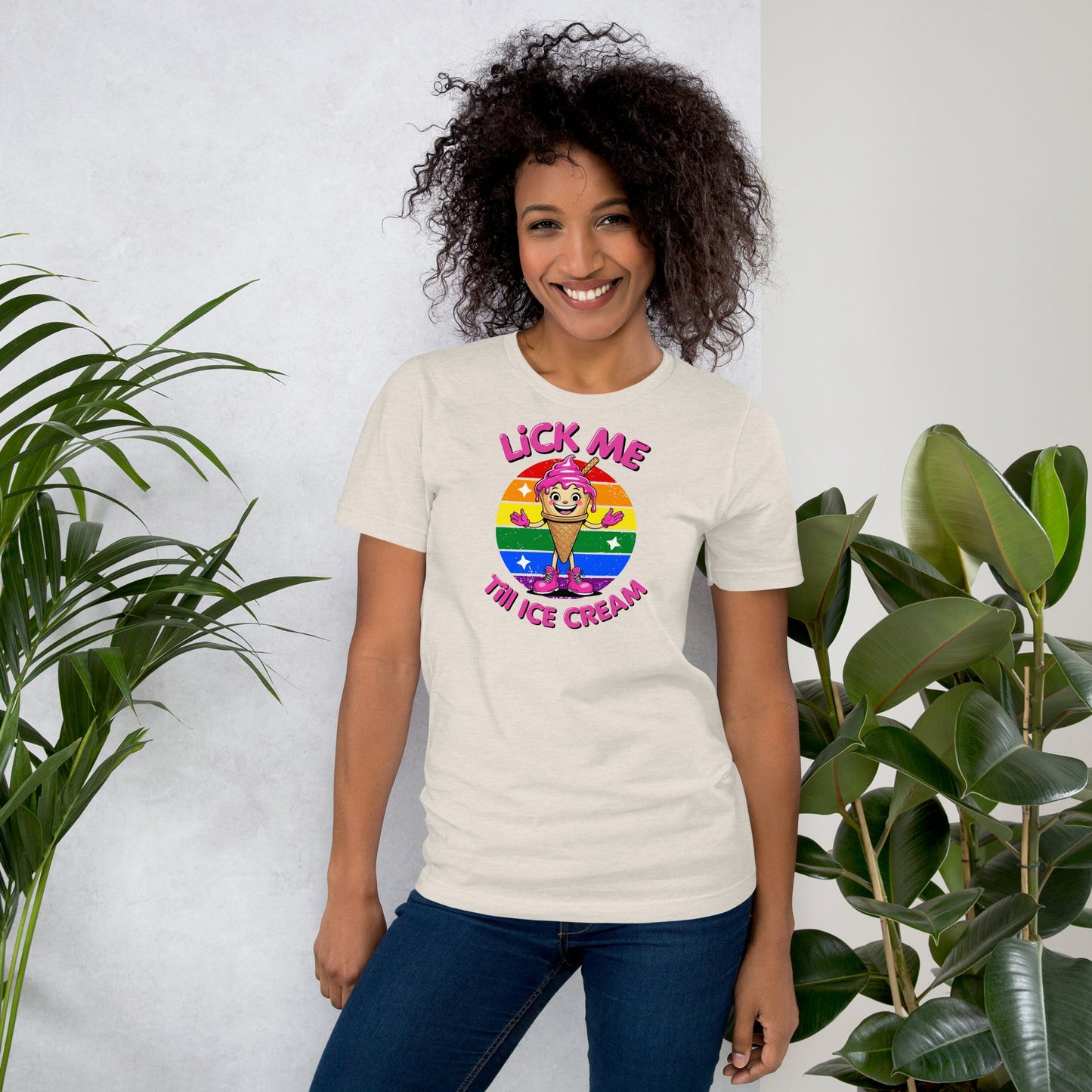 Lick Me Till Ice Cream T-Shirt | Funny Summer Tee - Heather Dust - T-Shirts Online