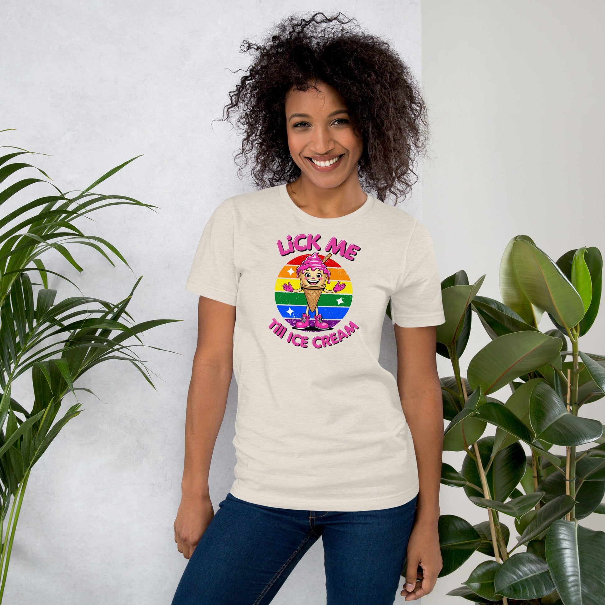 Lick Me Till Ice Cream T-Shirt | Funny Summer Tee - Heather Dust - T-Shirts Online