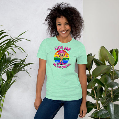 Lick Me Till Ice Cream T-Shirt | Funny Summer Tee - Heather Mint - T-Shirts Online