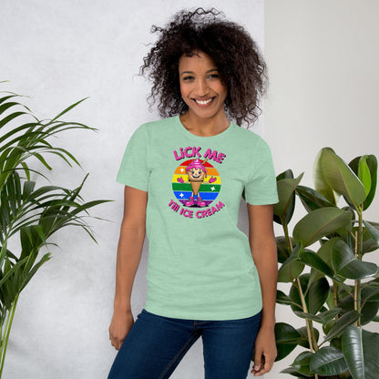 Lick Me Till Ice Cream T-Shirt | Funny Summer Tee - Heather Prism Mint - T-Shirts Online