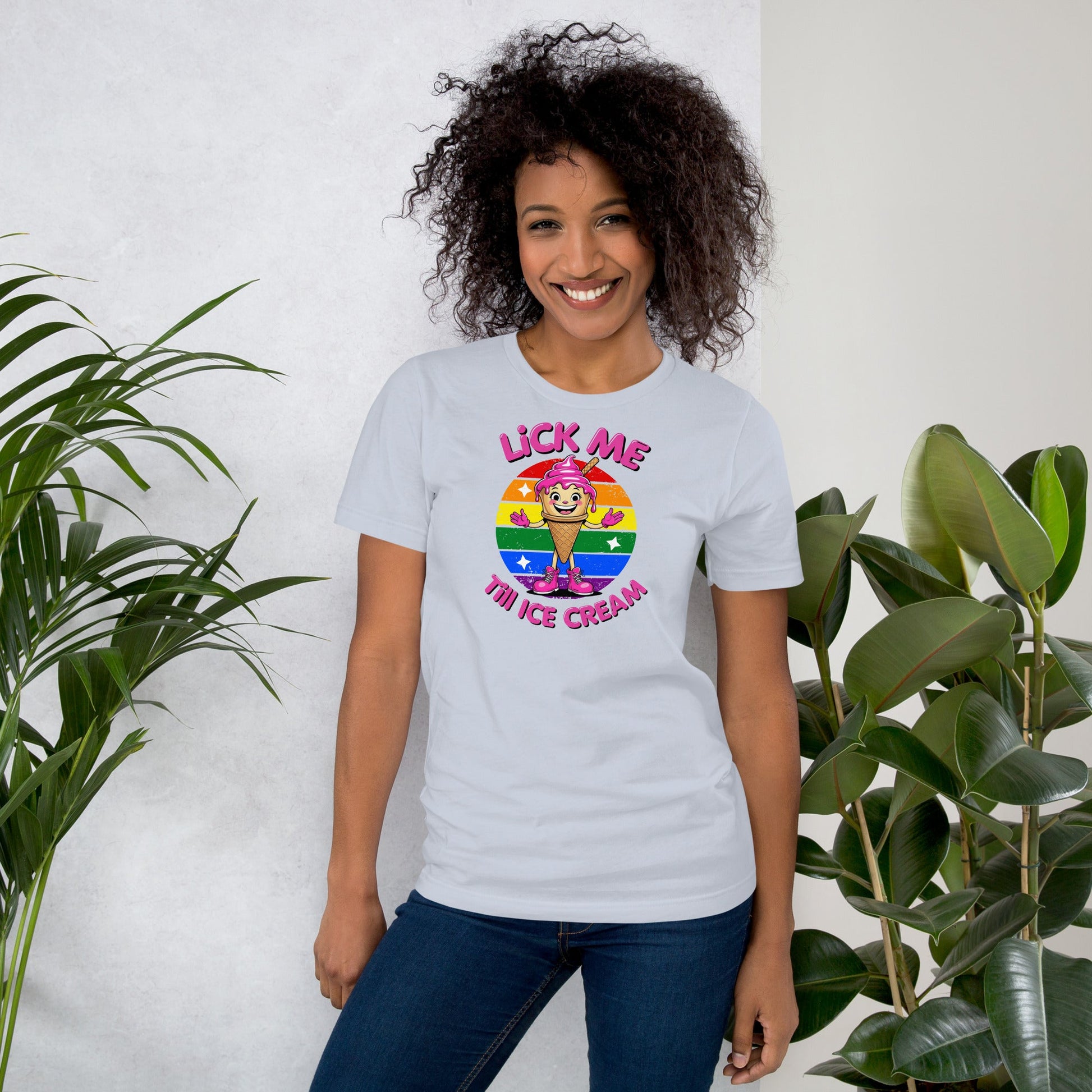 Lick Me Till Ice Cream T-Shirt | Funny Summer Tee - Light Blue - T-Shirts Online