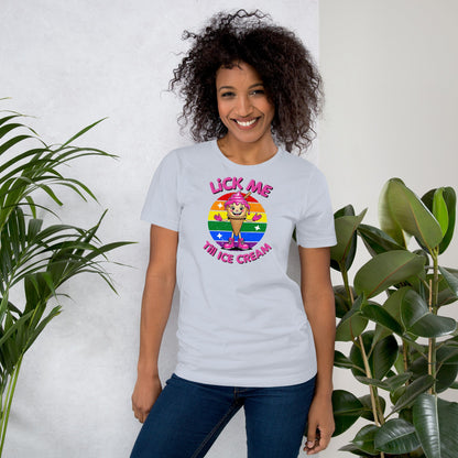 Lick Me Till Ice Cream T-Shirt | Funny Summer Tee - Light Blue - T-Shirts Online