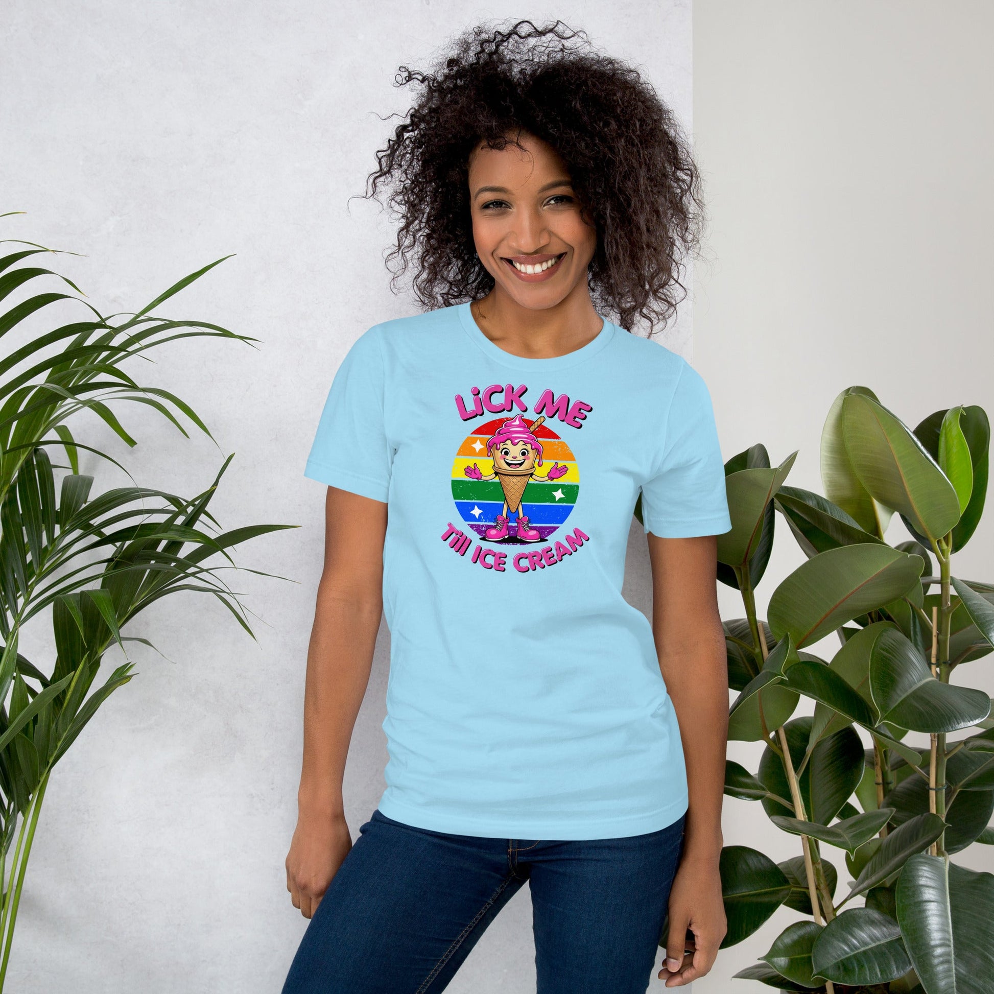 Lick Me Till Ice Cream T-Shirt | Funny Summer Tee - Ocean Blue - T-Shirts Online