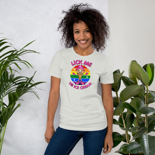 Lick Me Till Ice Cream T-Shirt | Funny Summer Tee - Silver - T-Shirts Online