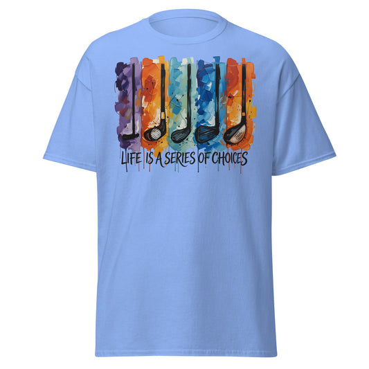 Life is a Series of Choices Golf T-Shirt | Abstract Art Tee - Carolina Blue - T-Shirts Online