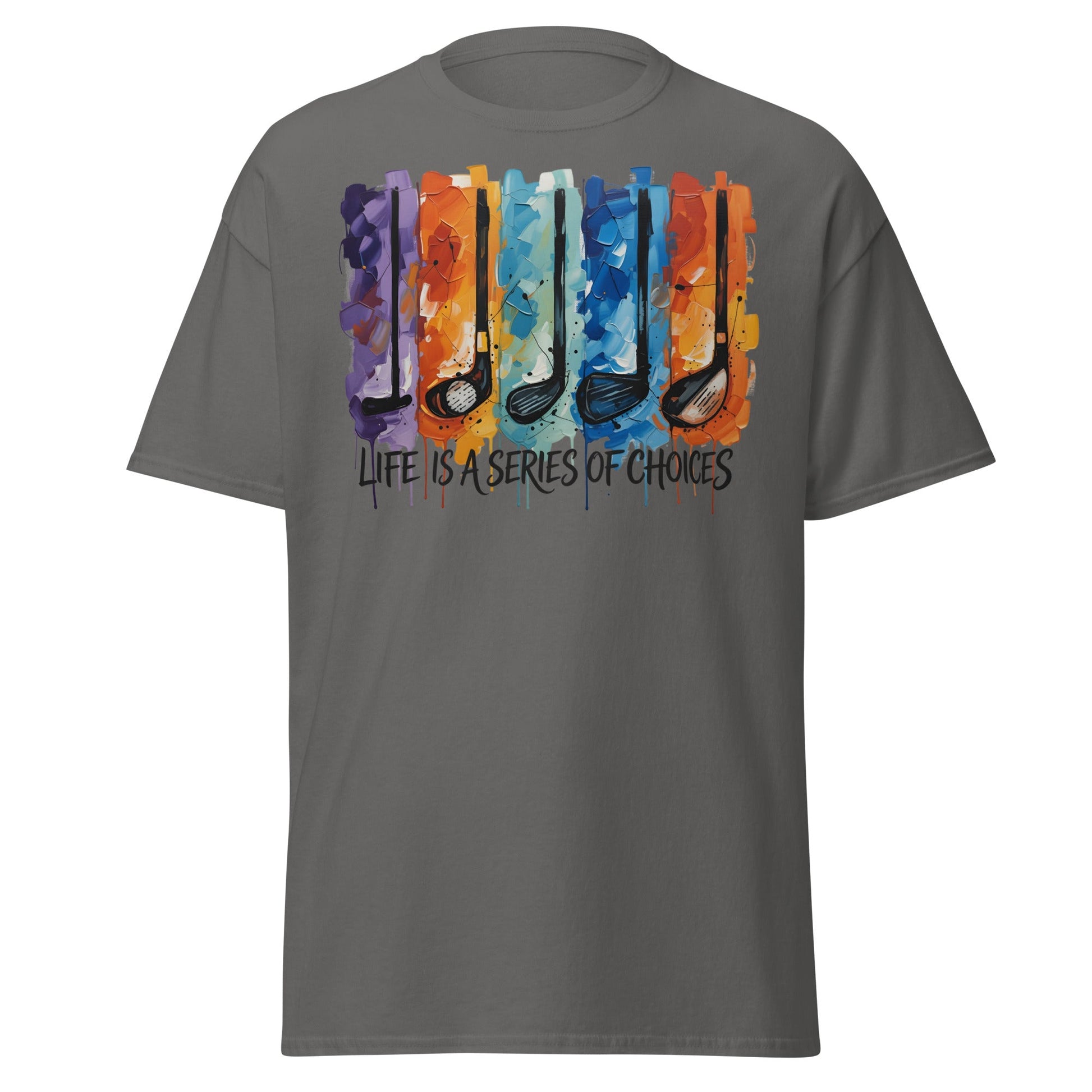 Life is a Series of Choices Golf T-Shirt | Abstract Art Tee - Charcoal - T-Shirts Online