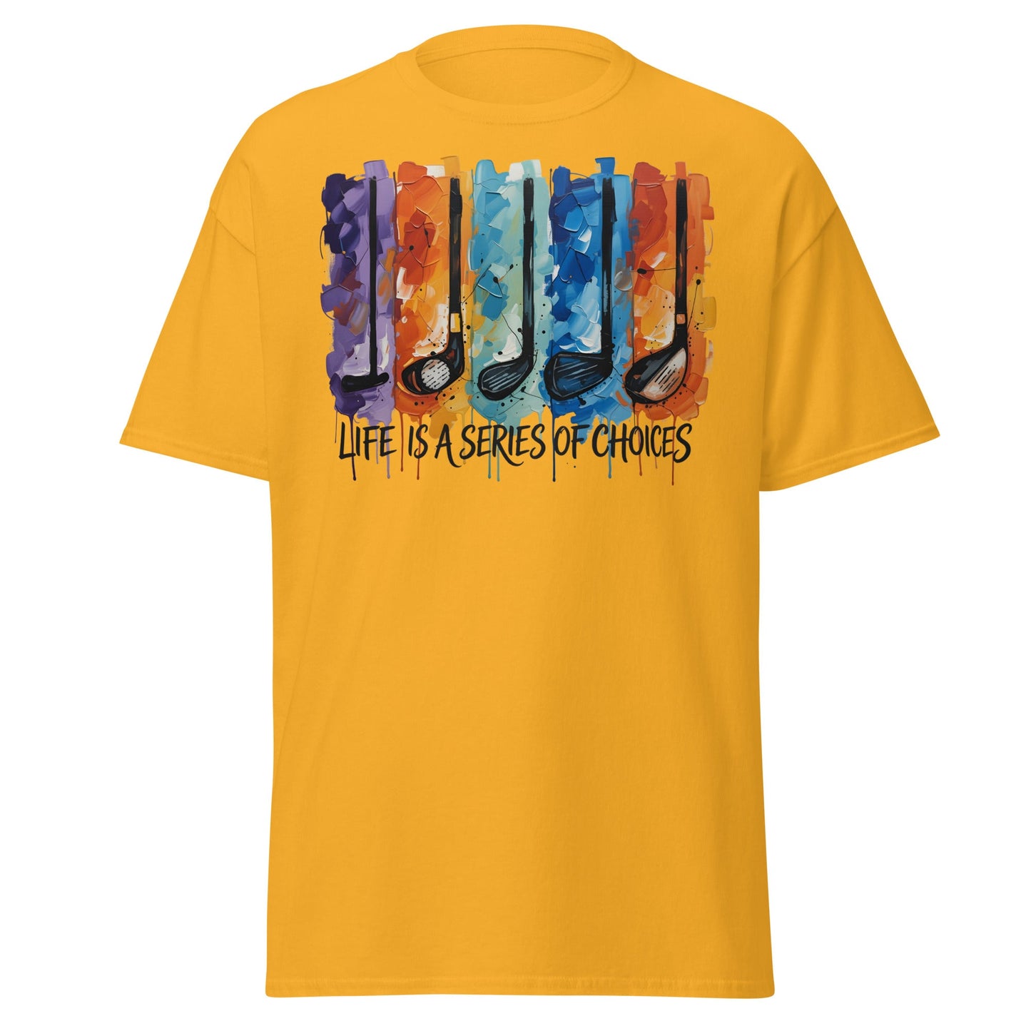 Life is a Series of Choices Golf T-Shirt | Abstract Art Tee - Gold - T-Shirts Online