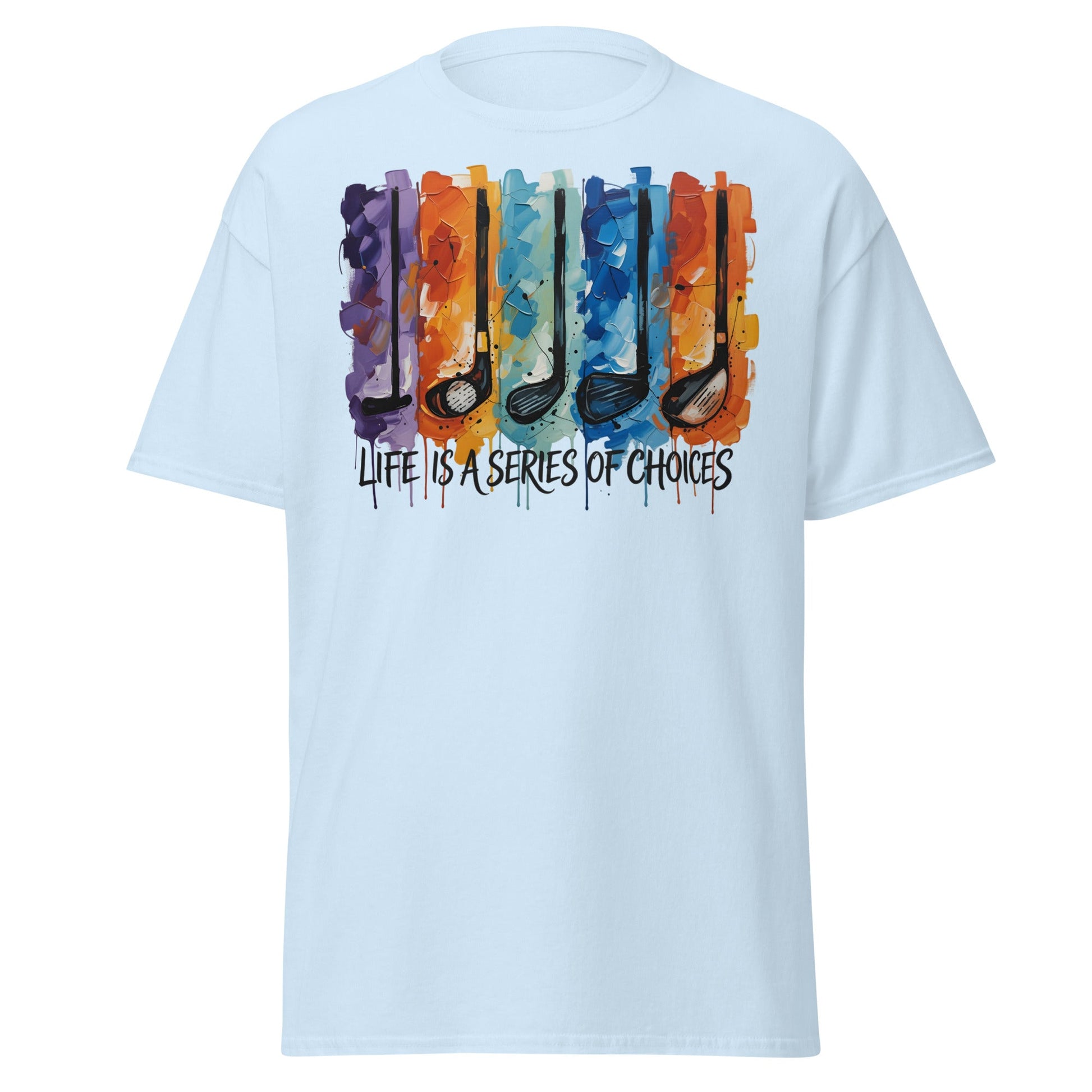 Life is a Series of Choices Golf T-Shirt | Abstract Art Tee - Light Blue - T-Shirts Online