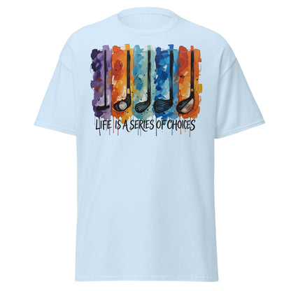 Life is a Series of Choices Golf T-Shirt | Abstract Art Tee - Light Blue - T-Shirts Online