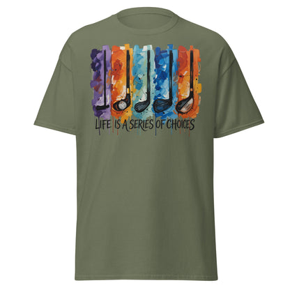 Life is a Series of Choices Golf T-Shirt | Abstract Art Tee - Military Green - T-Shirts Online