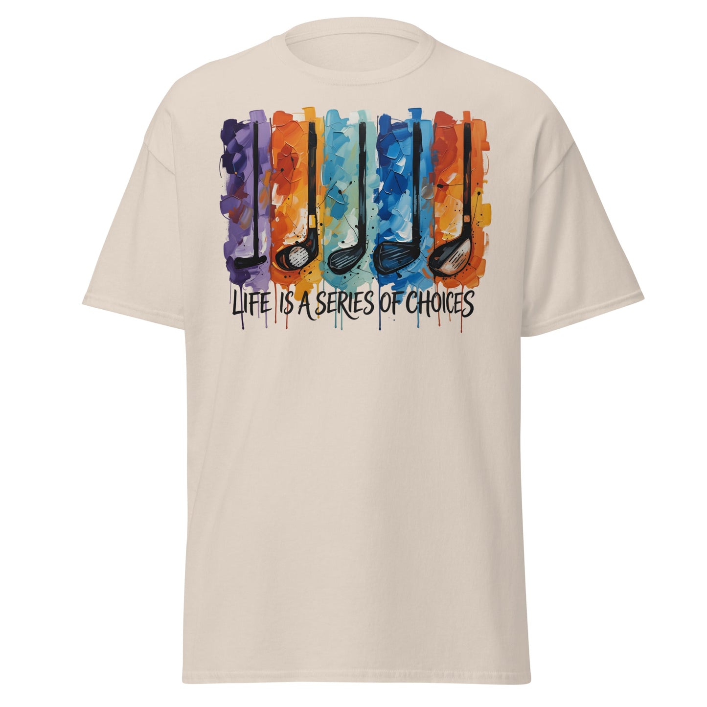Life is a Series of Choices Golf T-Shirt | Abstract Art Tee - Natural - T-Shirts Online
