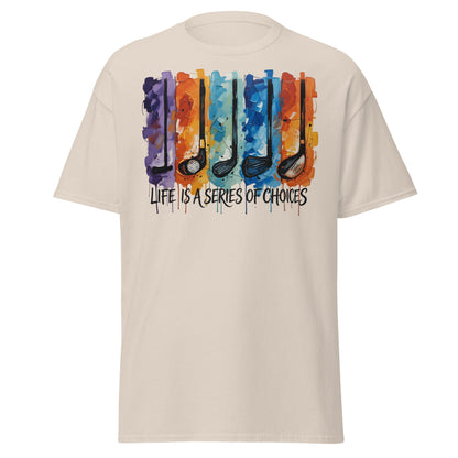 Life is a Series of Choices Golf T-Shirt | Abstract Art Tee - Natural - T-Shirts Online
