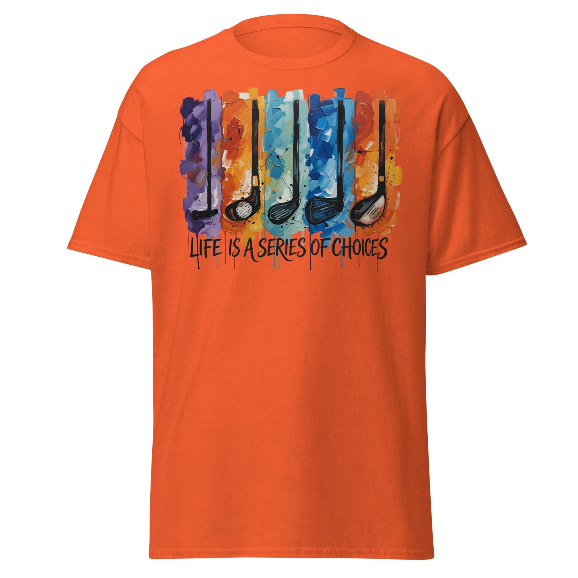 Life is a Series of Choices Golf T-Shirt | Abstract Art Tee - Orange - T-Shirts Online