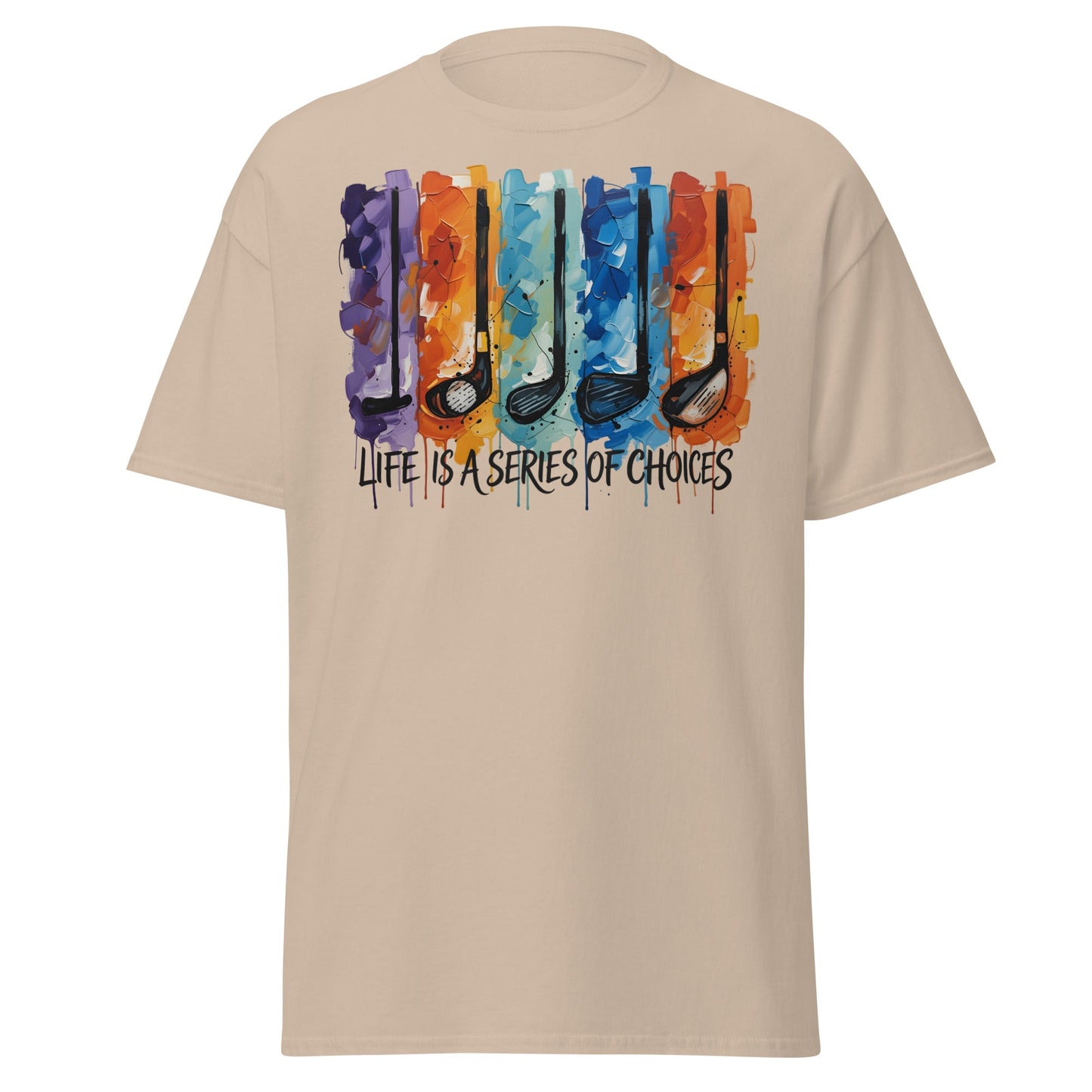 Life is a Series of Choices Golf T-Shirt | Abstract Art Tee - Sand - T-Shirts Online